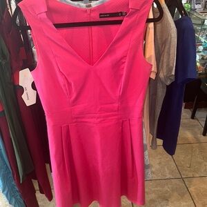 Karen Millen Pink Fit and Flare Mini Dress Sleeveless V-neck